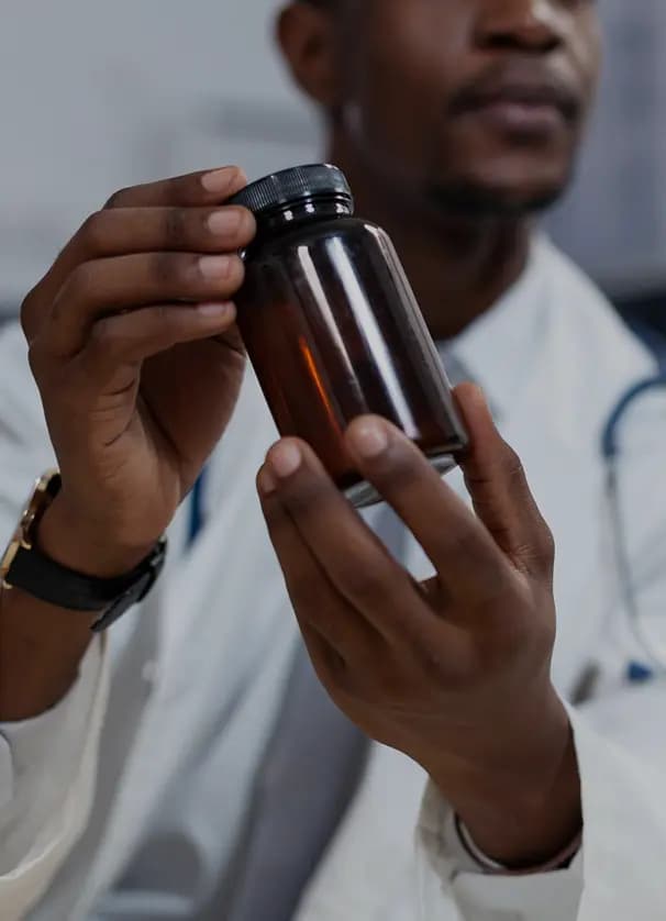 Man holding drugs